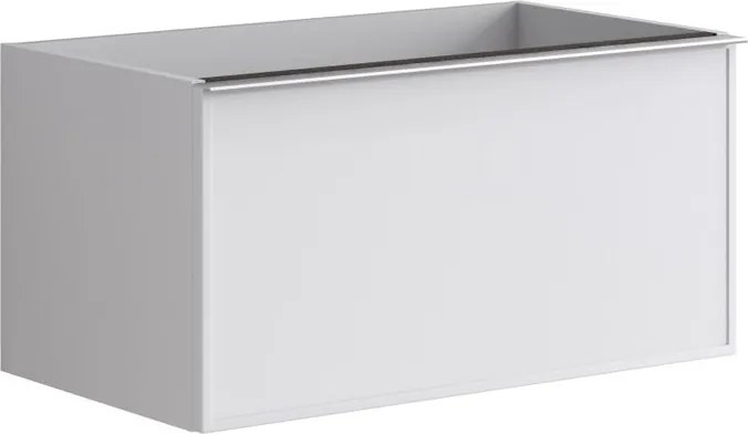 Mobile da bagno sospeso sotto lavabo Pixel frame 1 cassetto L 80 x H 40 x P 45.5 cm bianco laccato opaco, con maniglia alluminio brillante