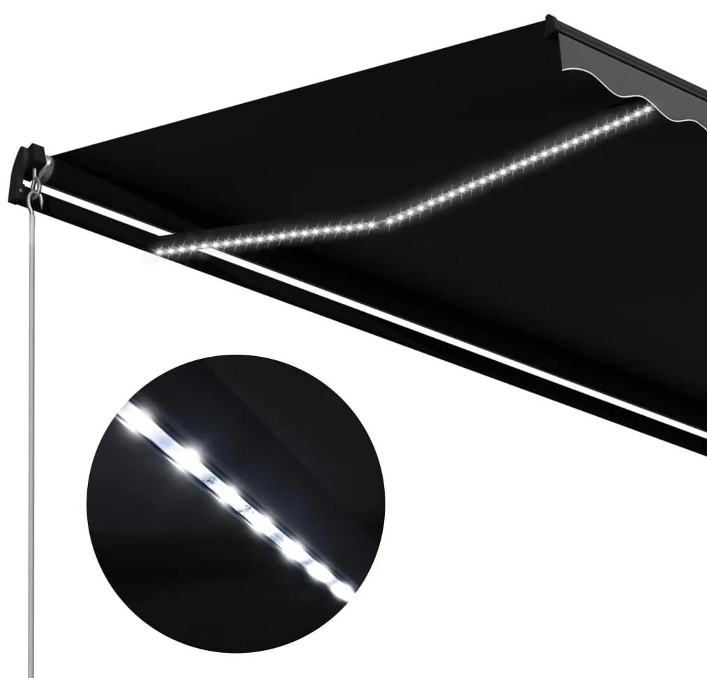 Tenda da Sole Retrattile Manuale con LED 350x250 cm Antracite
