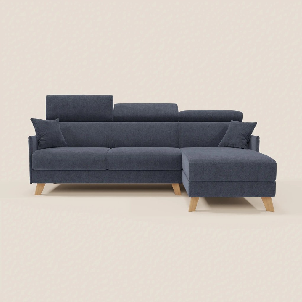 Sole Divano letto matrimoniale angolare con penisola contenitore e poggiatesta reclinabili - tessuto smacchiabile T23