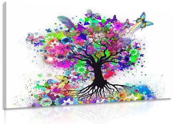 Quadro su tela – Albero fiorito pieno di colori