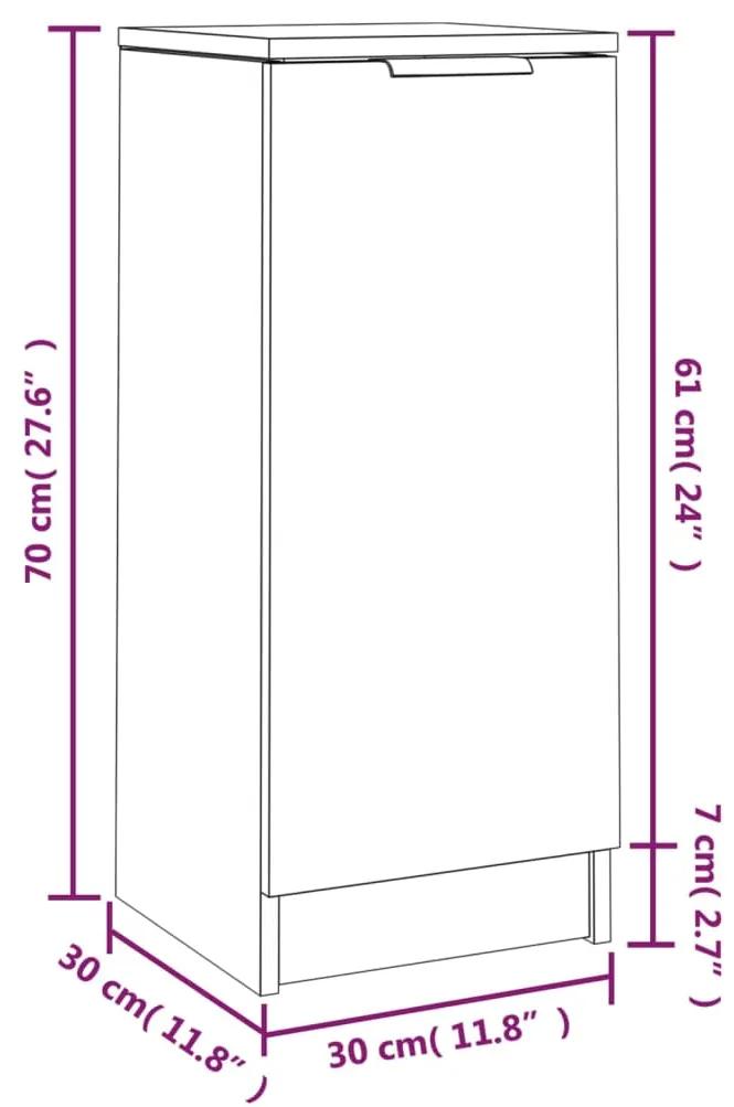 Credenze 2 pz Bianche 30x30x70 cm in Legno Multistrato