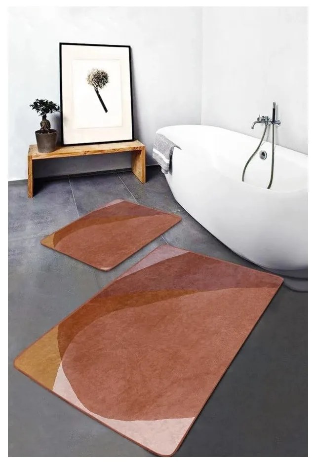 Set di tappetini per il bagno marroni in velluto 2 pz 60x100 cm – Mila Home
