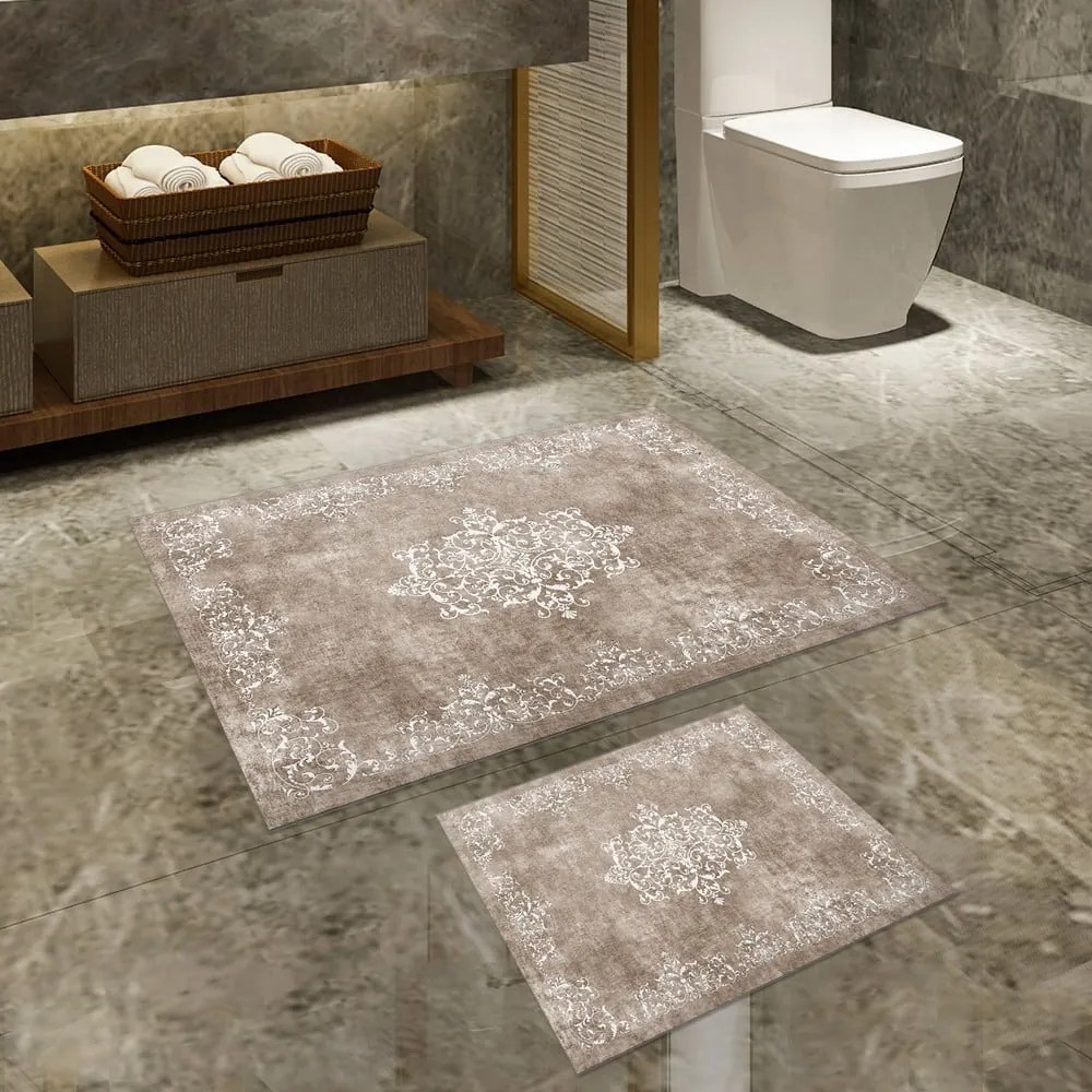 Set di tappetini per il bagno grigio tortora 2 pz 60x100 cm – Foutastic