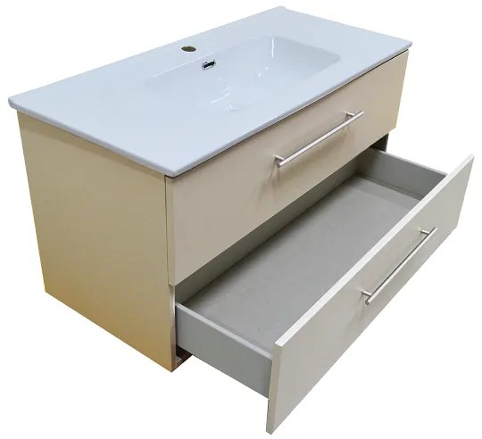 Bagno base sospeso 102 cm con lavabo specchio e lampada LED MAYA1 Tortora Opaco