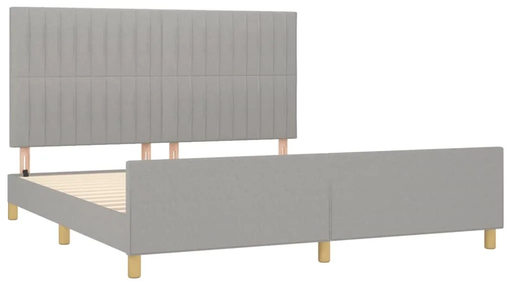 Giroletto con testiera grigio chiaro 180x200 cm in tessuto