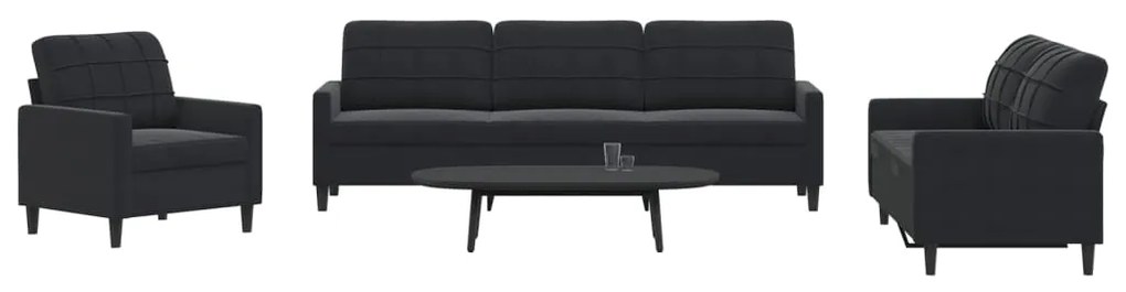 Set Di Divani 4 Pz Con Cuscini Nero İn Velluto /