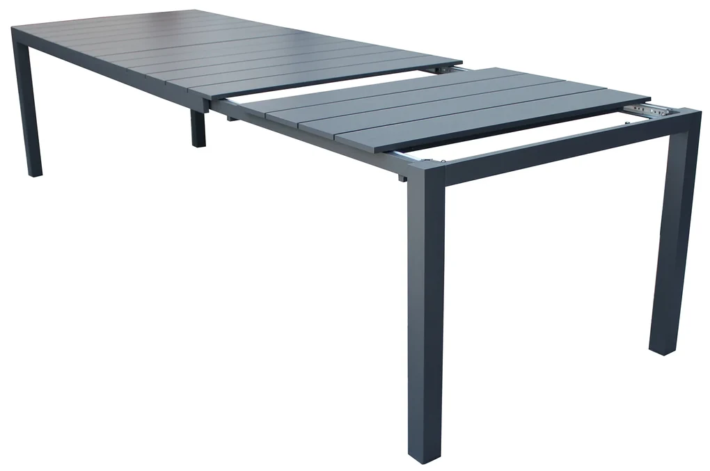 ALASKA - set tavolo in alluminio cm 214/280 x 100 x 75,5 h con 8 poltrone Aulus