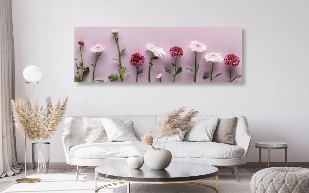 Stampa su tela – Composizione di crisantemi rosa