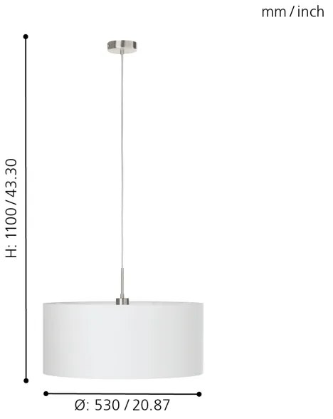 Eglo 31575 - Lampadario a sospensione con filo PASTERI 1xE27/60W/230V