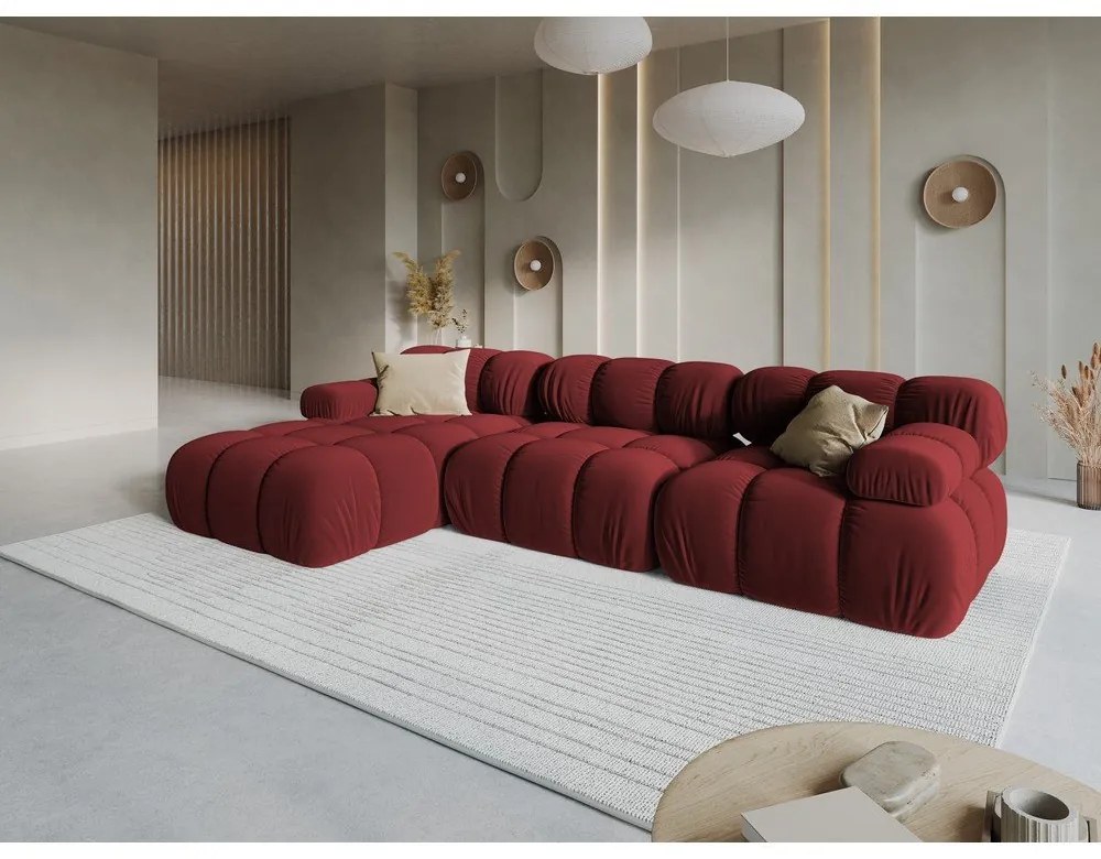 Divano in velluto rosso 285 cm Bellis - Micadoni Home