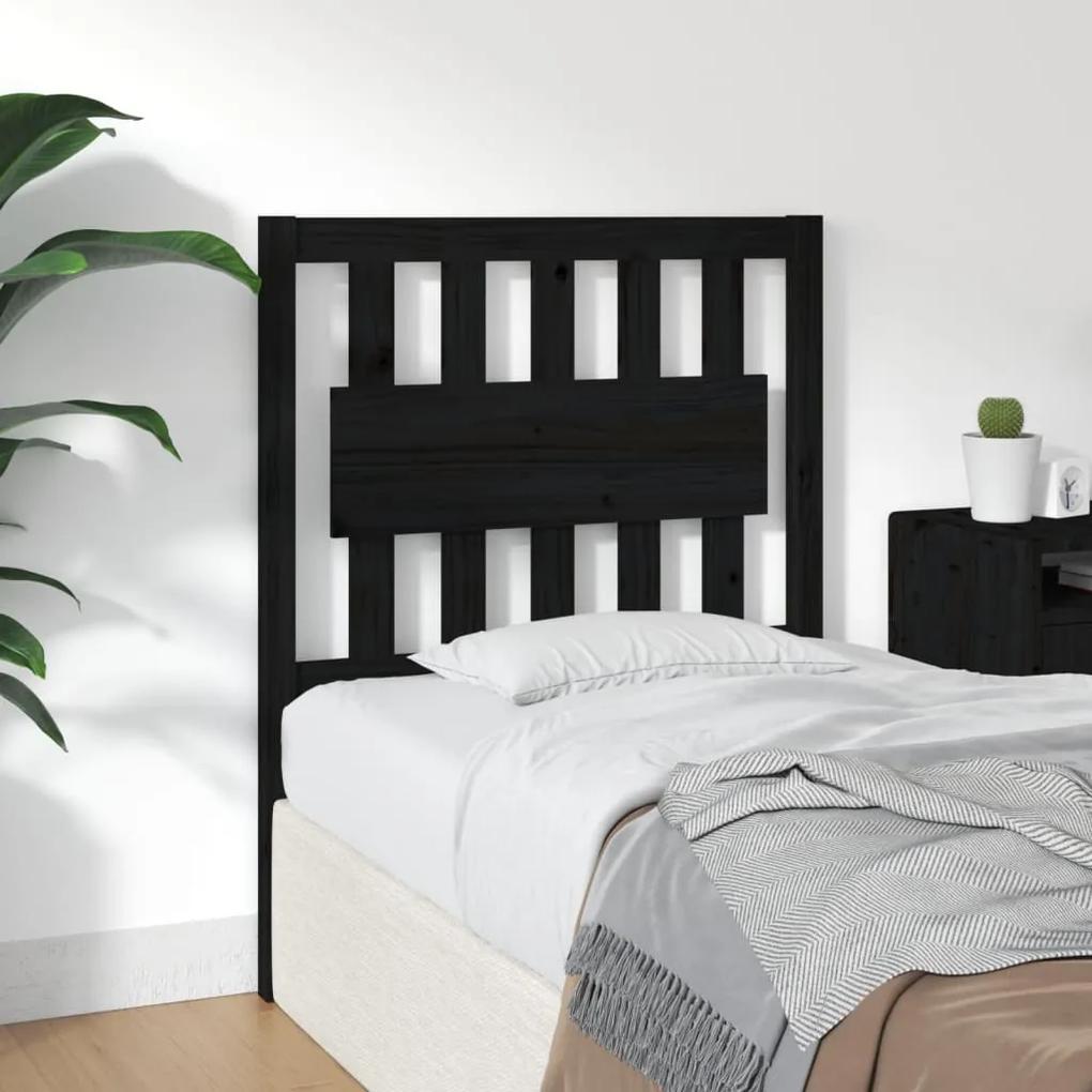 Testiera per letto nera 80,5x4x100 cm in legno massello di pino