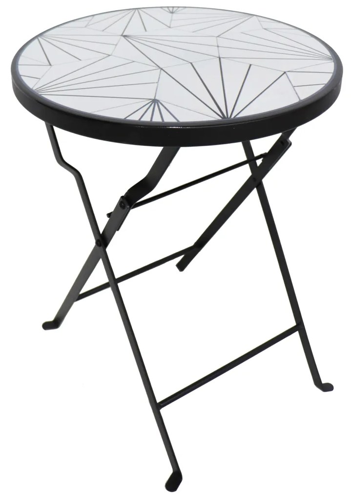 Tavolino portavaso tondo geometrico bianco