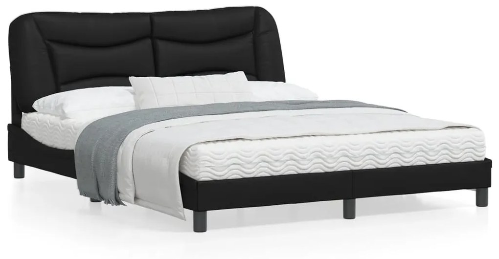 Giroletto Con Luci Led Nero 160x200 Cm İn Similpelle /