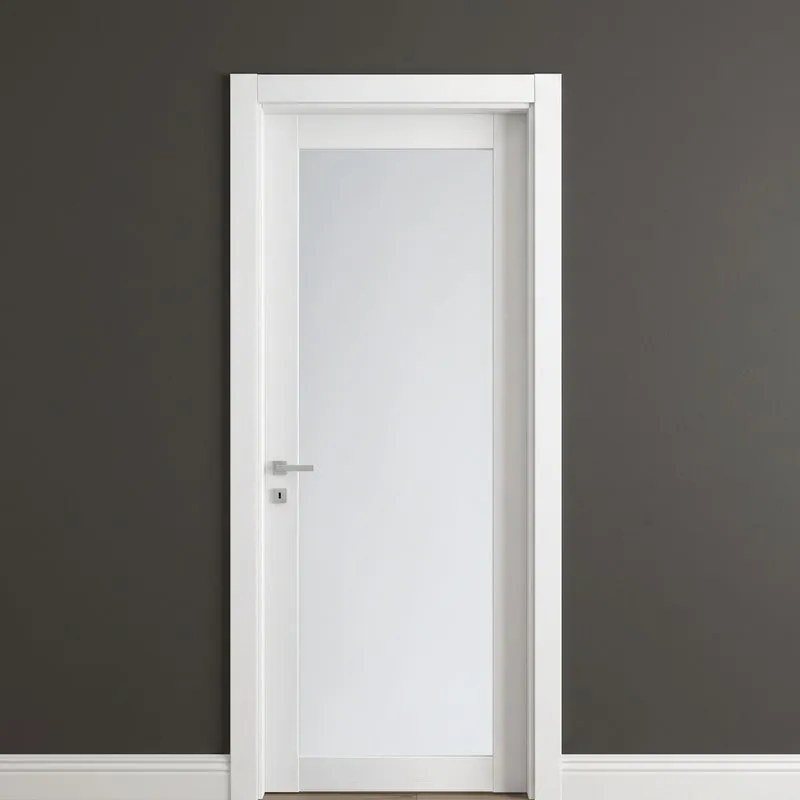 Porta interna a battente Sun Vetrata in MDF colore bianco matrix, L 90 x H 210 cm, apertura reversibile