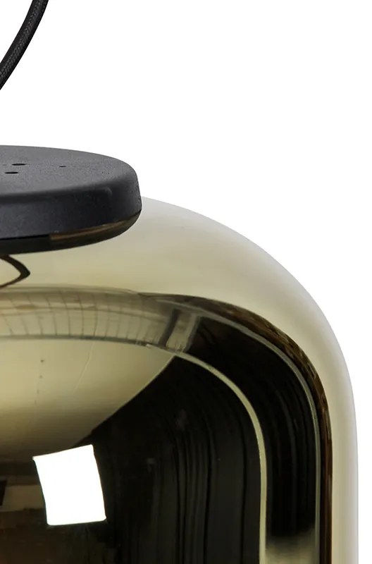 Lampada a sospensione di design nera con vetro oro a 2 luci - Bliss
