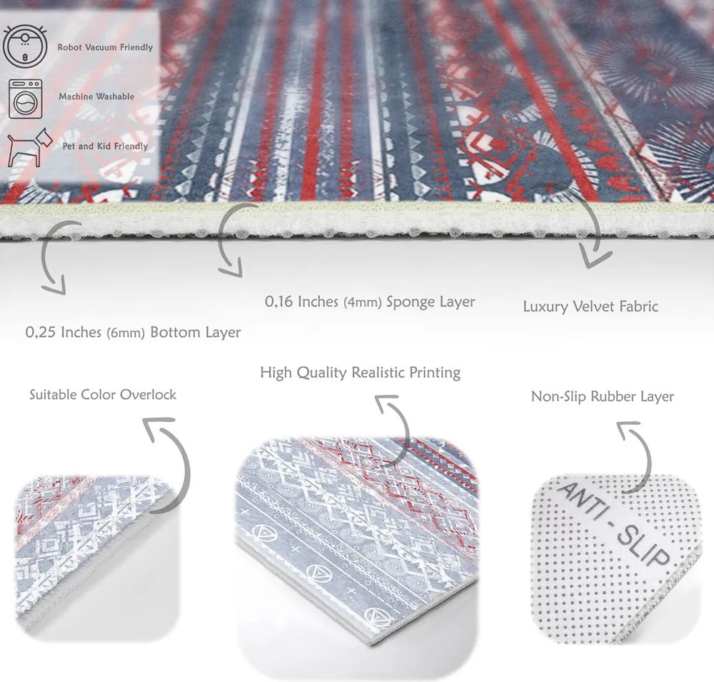 Tappeto viola/grigio lavabile 80x150 cm Vintage Stripe – Mila Home