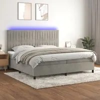 Letto a Molle Materasso e LED Grigio Chiaro 200x200 cm Velluto cod mxl 61652