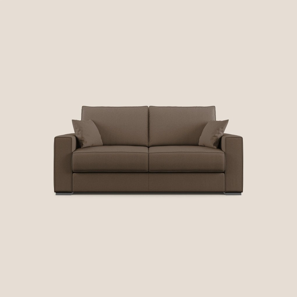 Dream Divano letto moderno dai morbidi cuscini in tessuto smacchiabile T05 marrone