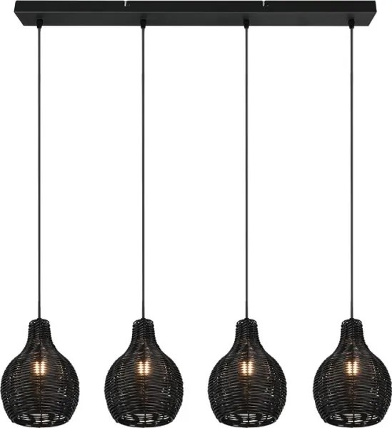 Reality - Lampadario sospeso con cavo SPROUT 4xE14/30W/230V nero/rattan