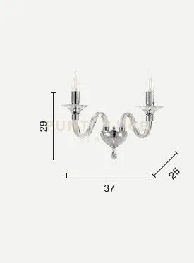 Applique gala 2 luci attacco e14 oro e trasparente l.37cm