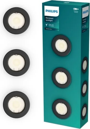 Philips - Set da 3 faretti da incasso PERIDOT 1x GU10/7W/230V nero