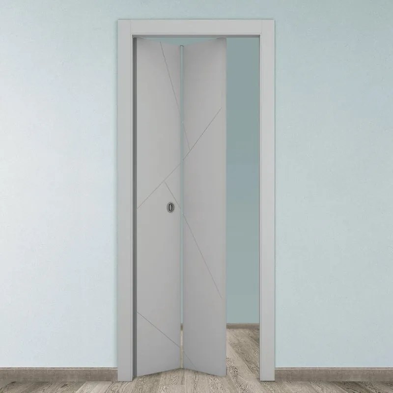 Porta pieghevole a libro simmetrica Oblique grigio L 70 x H 210 cm sinistra