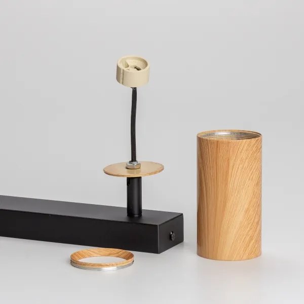 Brilagi - Faretto SELE 2xGU10/30W/230V nero/decorazioni in rovere