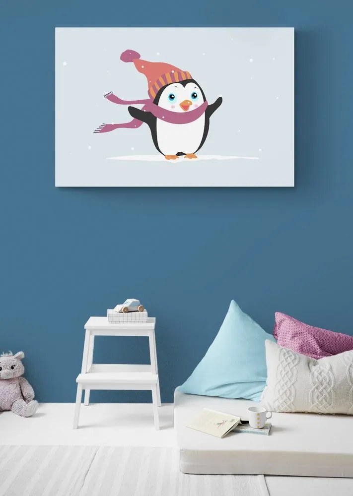 Stampa su tela – Pinguino carino con cappello