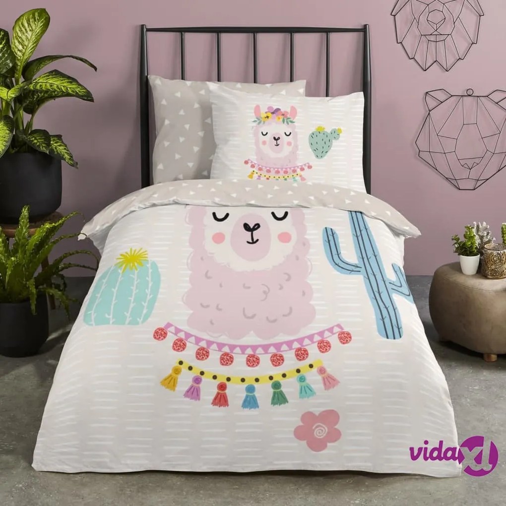 Good Morning Copripiumino per Bambini LLAMA 140x200/220 cm Multicolore