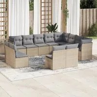 Set Divani da Giardino 12 pz con Cuscini Beige in Polyrattan 3218469