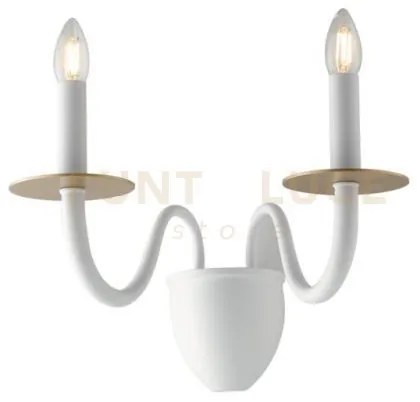 Applique a parete armstrong bianca e oro 2 luci attacco e14 45x26x3...