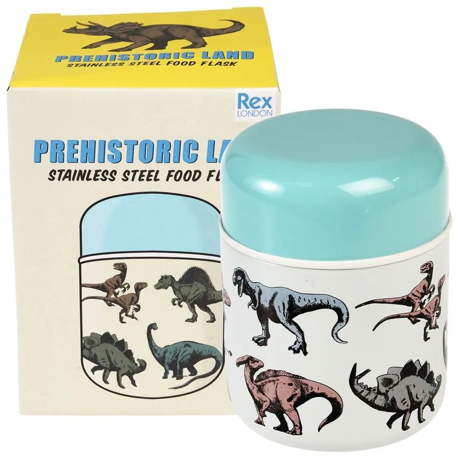 Borraccia termica blu/color crema 280 ml Prehistoric Land – Rex London