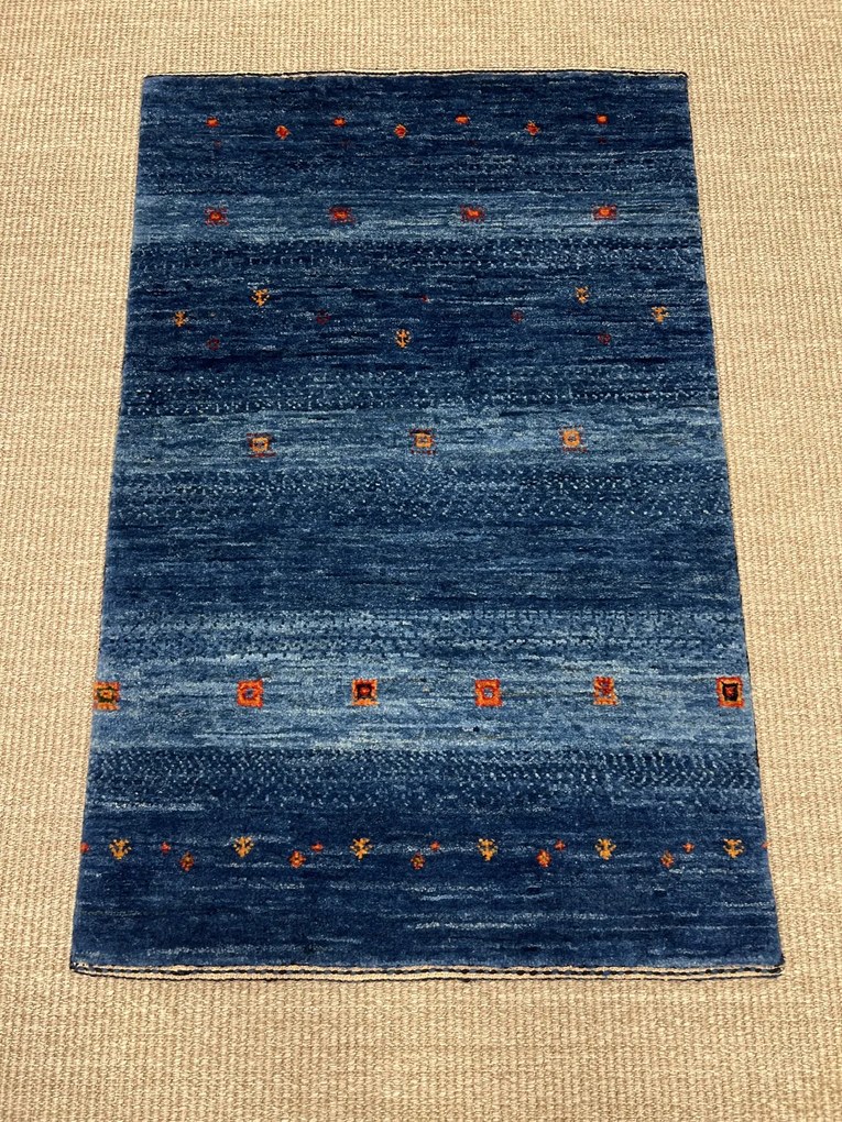 Loribaft Tappeto 90x60 Blu (Iran) Annodato A Mano