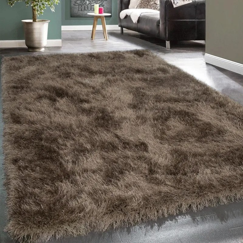 Tappeto Shaggy a pelo Lungo Mirage  Colore Marrone, Dimensioni cm 80x150