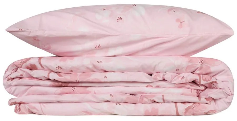 Set copripiumino e federa rosa in cotone renforcé per letto singolo 140x200 cm Elena – Mijolnir