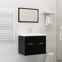 Set Mobili da Bagno Nero Lucido in Truciolato 3071322