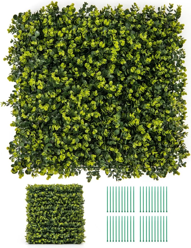 Costway Set di 12 pannelli di siepe artificiale per pareti da giardino, Pannelli decorativi da 50 x 50 cm Verde