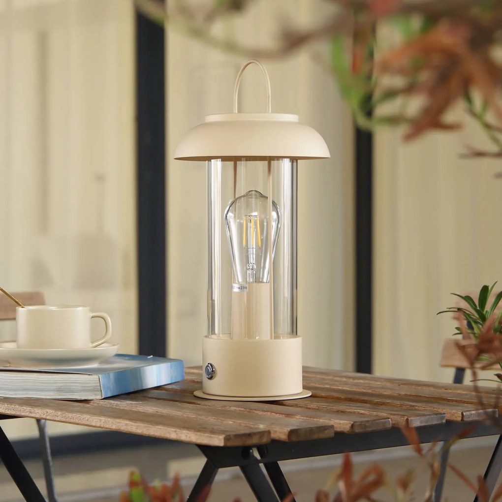 Lampada da tavolo a batteria a LED Yvette di Lindby, beige albicocca, IP44,