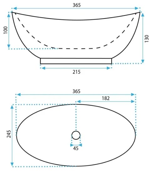 REA-U6803 - Lavabo da appoggio KATE 24,5x36,5 cm ceramica/bianco lucido