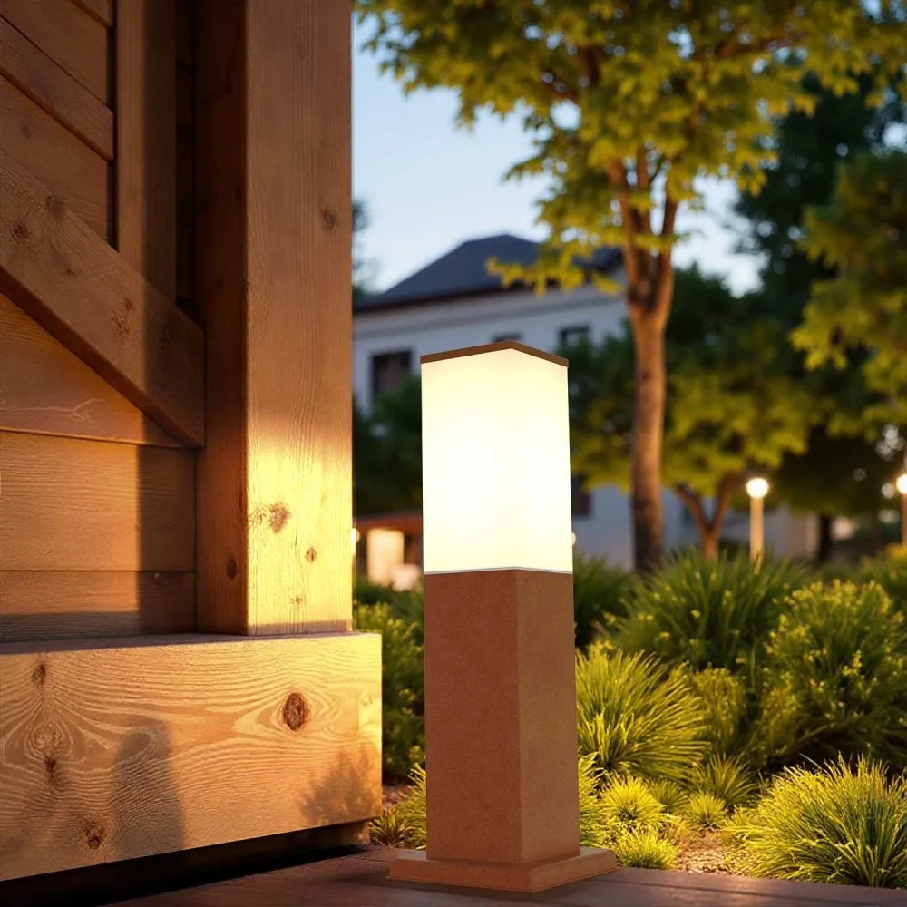 Paletto da Giardino 40cm, acciaio INOX, CORTEN, IK06, IP54, base E27 Colore Corten