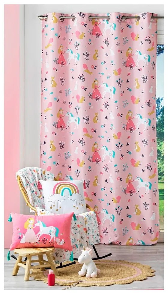 Tenda rosa 140x260 cm Princesse Licorne - douceur d'intérieur