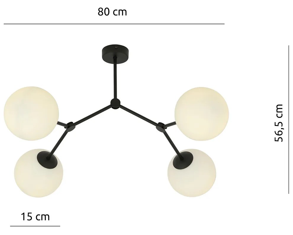 Plafoniera Minimal Iperione Acciaio Nero Bianco 4 Luci E14 Ip20