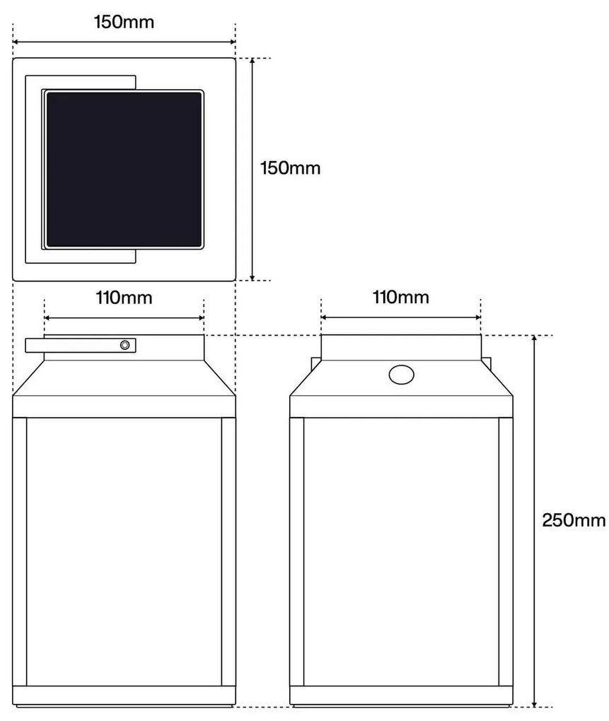 Lanterna Portatile Ricaricabile Solare e USB Nera Dimmerabile