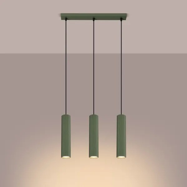 Sollux SL.1613 - Lampadario a sospensione con filo KARBON 3xGU10/10W/230V verde