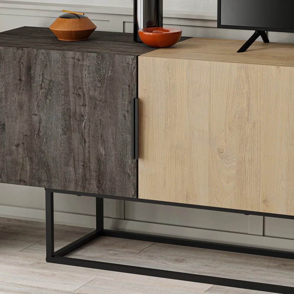 Tavolo TV in rovere colore naturale 200x55 cm Titan - Marckeric