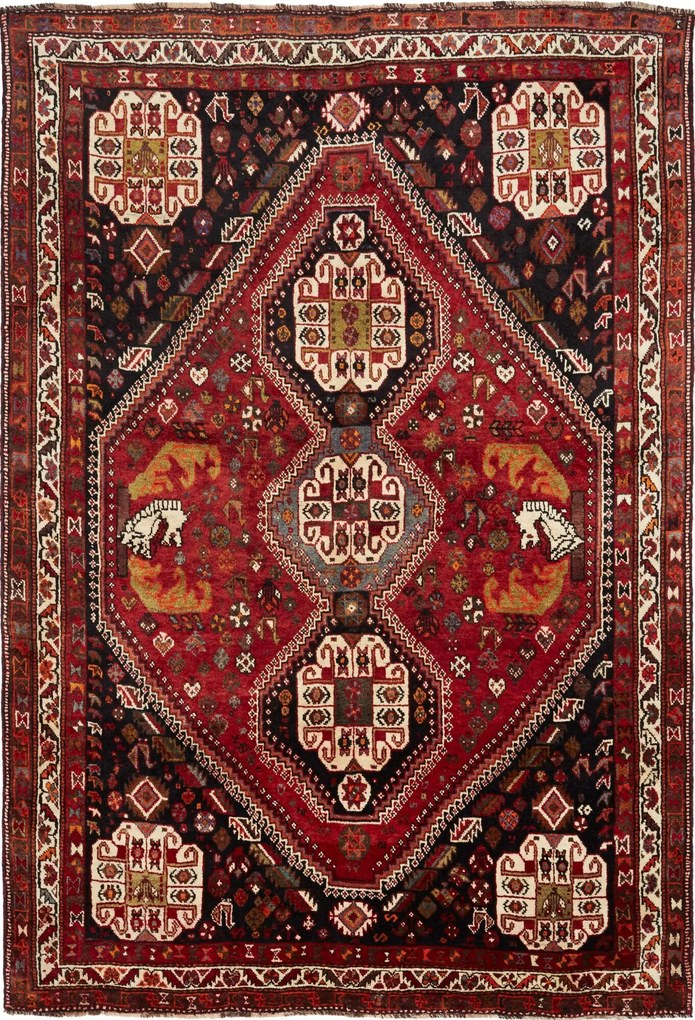 Shiraz Tappeto persiano 270x180 Rosso (Iran) Annodato A Mano