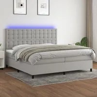 Letto a Molle Materasso e LED Grigio Chiaro 200x200 cm Tessuto 3135221