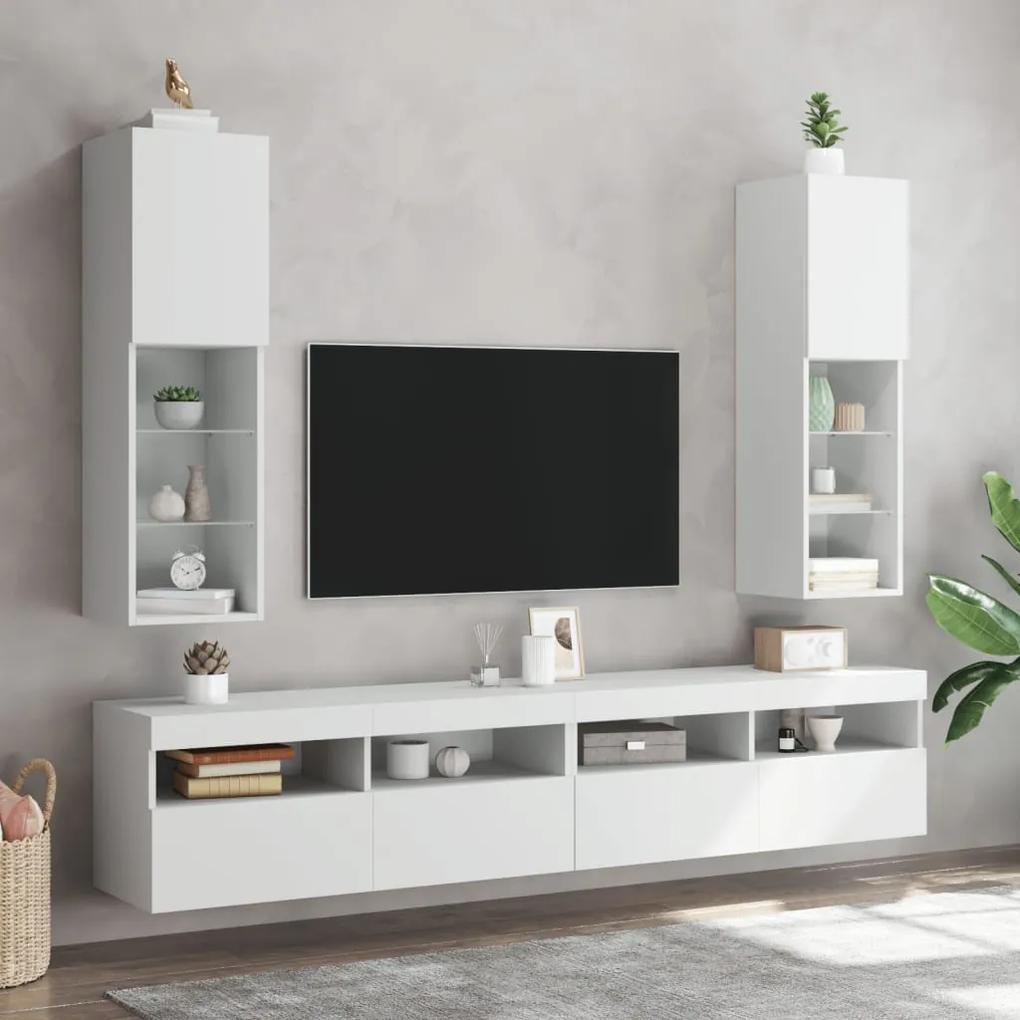 Mobile TV con Luci LED Bianco 30,5x30x102 cm