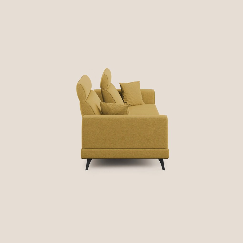 Slide Divano con schienali traslanti e poggiatesta in tessuto simil cotone impermeabile T19 giallo