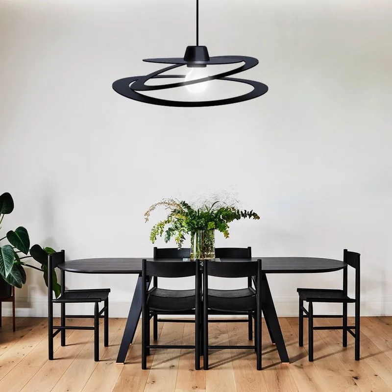 Lampadario Moderno Dilate nero paralume nero E27 Ø60cm LUMICOM